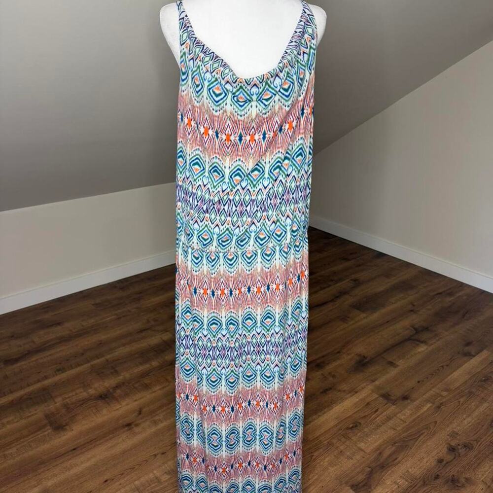 CAbi‎ Boho Tribal Print Maxi Dress Large Colorful Resort Beach Sundress